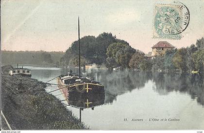 CPA Auvers-sur-Oise L'Oise et le Casino - Péniche