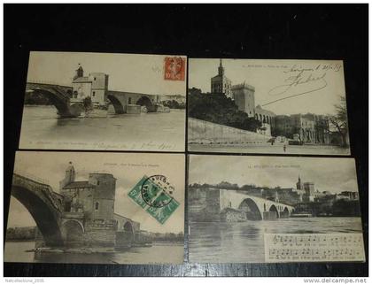 LOT DE 4 CARTE AVIGNON - LE PONT SAINT-BENEZET / PALAIS DES PAPES / LE PONT SAINT-BENEZET ET LA CHAPELLE / PARTITION