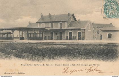 ( CPA 45 )  BEAUNE-LA-ROLANDE  /  Nouvelle Gare de Beaune-la-Rolande - Ligne de Beaune-la-Rolande à Étampes  -