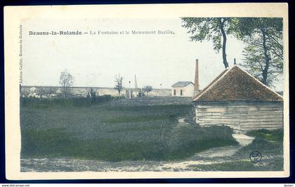 cpa du 45  Beaune la Rolande -- la Fontaine et le Monument Bazille  JA22-24