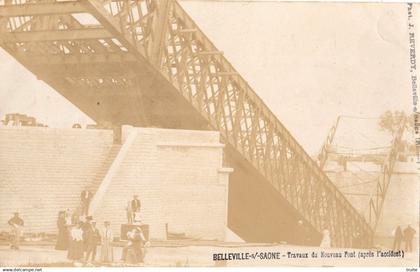 BELLEVILLE-SUR-SAONE TRAVAUX DU NOUVEAU PONT ( APRES L'ACCIDENT )  ( CARTE PHOTO )