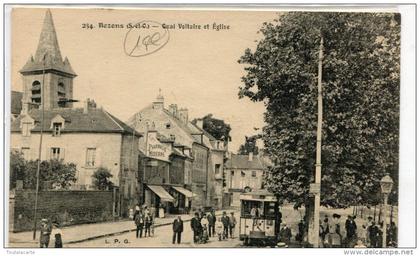 CPA 95  BEZONS  QUAI VOLTAIRE ET EGLISE 1925