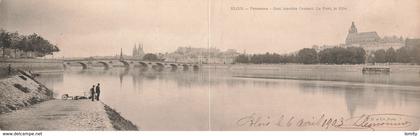 double carte panoramique 41 Blois panorama quai Amédée Coutant le pont la ville cpa cachet 1903