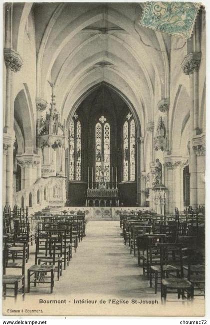 (52) 006, Bourmont, Etienne, Intérieur de l'Eglise St Joseph, voyagée en 19??, TB