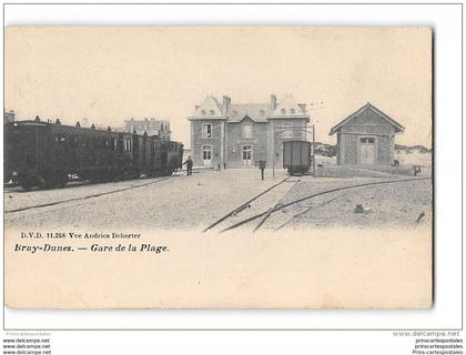 CPA 59 Bray Dunes la gare et le train tramway ligne d' Hondschoote Bray Dunes