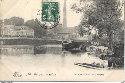 CPA Bray-sur-Seine Bord de Seine et la Sucrerie