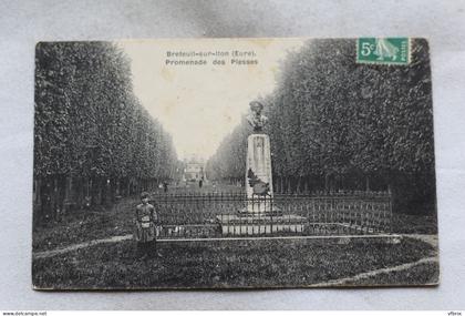 Cpa 1909, Breteuil sur Iton, promenade des Plesses, Eure 27