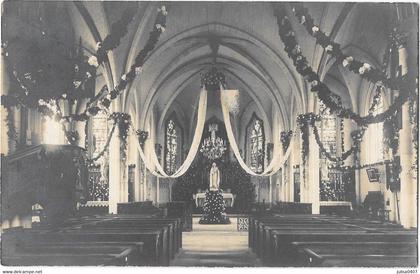 CAUDEBEC EN CAUX ou environs (76) carte photo intérieur d'une église pavoisée fete