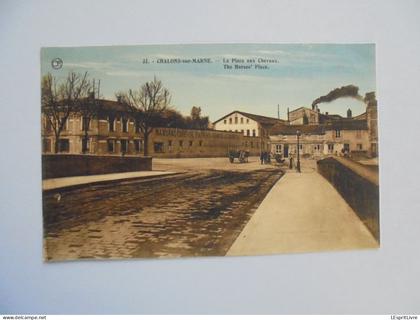 CHÂLONS SUR MARNE La Place aux Chevaux Vue Manufacture Papiers Peints Grantil CPA Carte postale PK Post Kaart Card