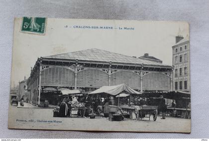 Cpa 1908, Châlons sur Marne, le marché, Marne 51