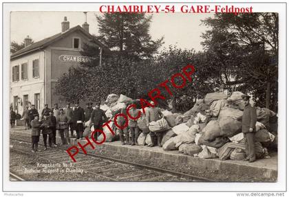 CHAMBLEY BUSSIERES-Gare-Feldpost-Carte Photo allemande-Guerre14-18-1WK-Militaria-Frankreich-France-54-