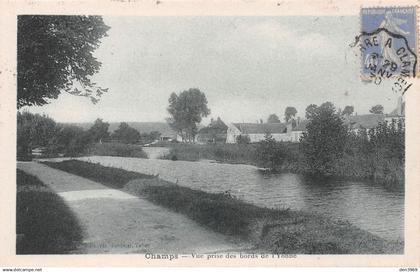 CHAMPS-sur-YONNE (Yonne) - Vue prise des bords de l'Yonne - Voyagé 1930 (2 scans)