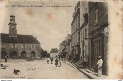 CPA AK CHATELUS-MALVALEIX Place de la Halle et Grande Rue FRANCE (208622)