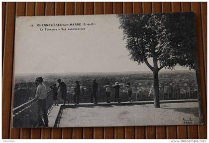 CPA CHENNEVIERE sur MARNE 94 VAL DE MARNE La terrasse vue panoramique Chennevières-sur-Marne