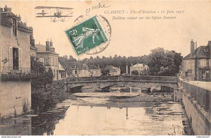 58-CLAMECY-FÊTE D'AVIATION 11 JUIN 1911  DAILLENS VOLANT SUR SON BIPLAN SOMMER