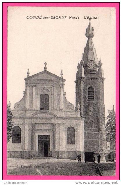 Condé sur l´Escaut - L'Église - Vieilles Voitures - Animée - Édition L. TOMEZAK - 1929