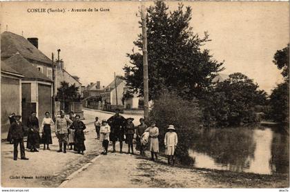 CPA Conlie Avenue de la Gare (1391798)