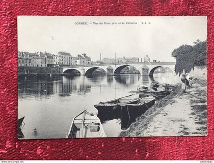 CPA Corbeil Essonnes [91] Essonne  Corbeil Essonnes précurseur -☛Vue du pont pris de la pecherie  -Carte postale-