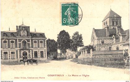 Carte POSTALE Ancienne de  COURTISOLS - Mairie & Eglise