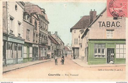 28 - EURE ET LOIR - COURVILLE - rue Pannard - belle version colorisée - circulée 1905 - 10727