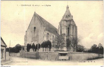 Carte Postale Ancienne de COURVILLE SUR EURE-l'église