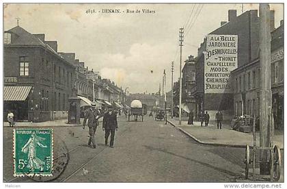 départements divers -nord - réf .L391- denain - rue de villars - publicité "a la belle jardinière" -carte bon état -