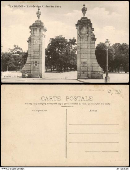 CPA Dijon (Dision) Dijon Entrée des Allées du Parc 1910