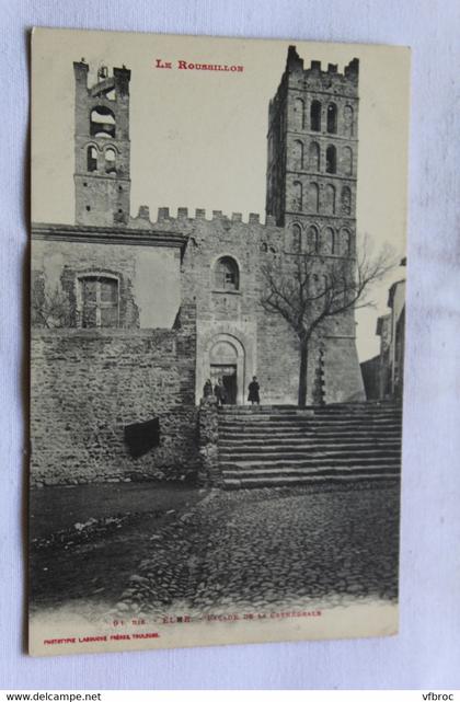 J635, Elne, façade de la cathédrale, Pyrénées orientales 66