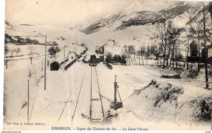 EMBRUN LIGNE DU CHEMIN DE FER LA GARE EN HIVER