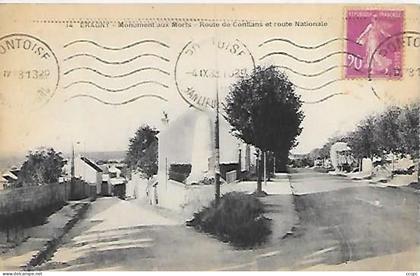 CPA Eragny Monument aux Morts Route de Conflans et Route Nationale