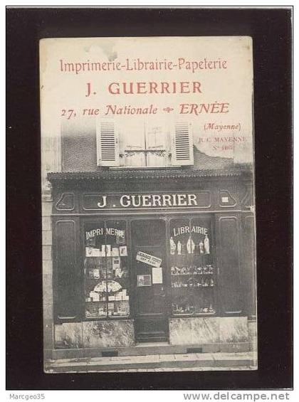 53 ernée imprimerie papeterie j.guerrier 27 rue nationale , publicité magasin de l'éditeur , rare