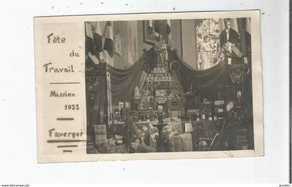 FAVERGES (HAUTE SAVOIE) CARTE PHOTO FETE DU TRAVAIL MISSION 1933 (PAUL MYSSE FAVERGES PHOTOGRAPHE)