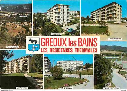 04 - Gréoux les Bains - Les Résidences thermales - Multivues - Blasons - Flamme Postale de Gréoux les Bains - CPM - Voir