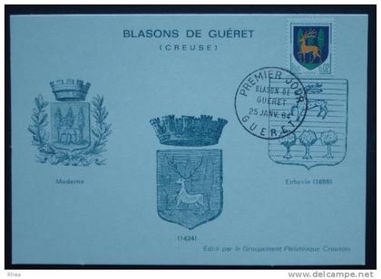 23 Guéret premier jour blason    D23D  K23096K  C23096C RH058810