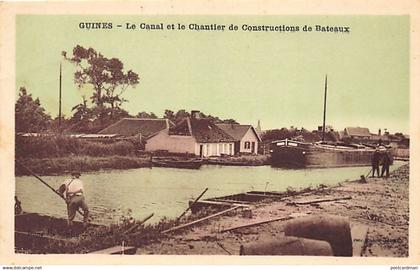 GUINES (62) Le Canal et le Chantier de Constructions de Bateaux