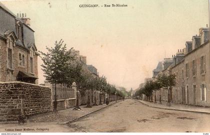 GUINGAMP RUE SAINT-NICOLAS ( CARTE COLORISEE )