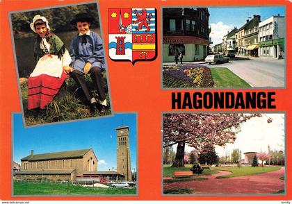 57 Hagondange carte 4 vues + blason cachet Hagondange 1978