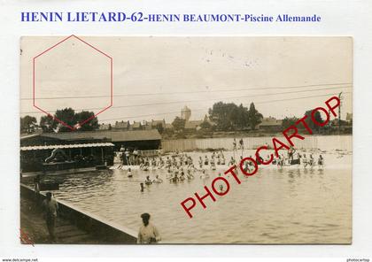 HENIN-BEAUMONT-Piscine allemande-CARTE PHOTO Allemande-Guerre 14-18-1WK-France-62-Militaria-Feldpost-