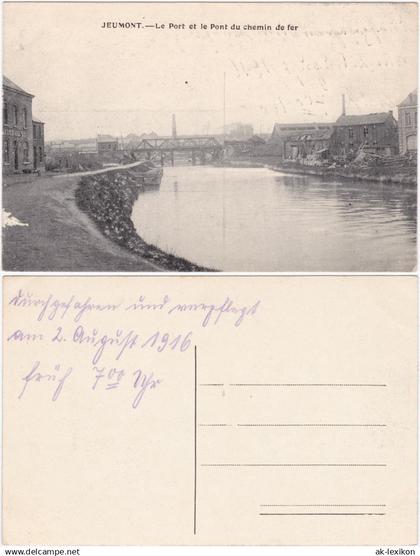 Jeumont Jeumont Le port er le Pont du chemin de fer/Hafen und Brücke 1916