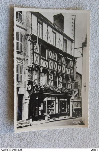 Cpsm, la Chatre, rue du marché, vieille maison de bois, Indre 36