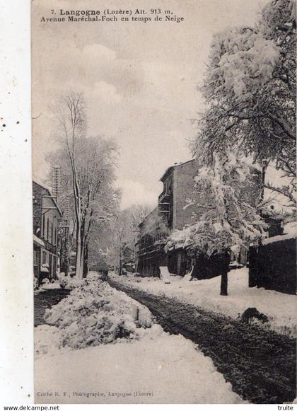 LANGOGNE AVENUE MARECHAL-FOCH EN TEMPS DE NEIGE