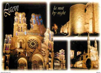 02 - Laon - Laon by night - Multivues - CPM - Voir Scans Recto-Verso