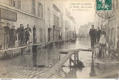 CPA Le Pecq Rue de Paris crue de la Seine 1er février 1910