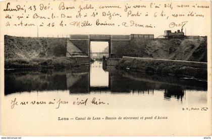 CPA LENS - Canal de LENS - Bassin de virement et pont d'Avion (976549)