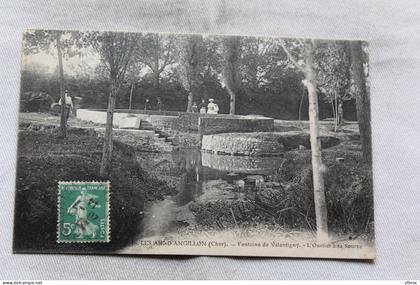 Cpa 1914, les Aix d'Angillon, fontaine de Valentigny, l'Ouatier à sa source, Cher 18