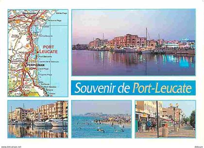 11 - Leucate - Port Leucate - Multivues - Bateaux - Carte Géographique Michelin - Flamme Postale de Leucate - CPM - Voir