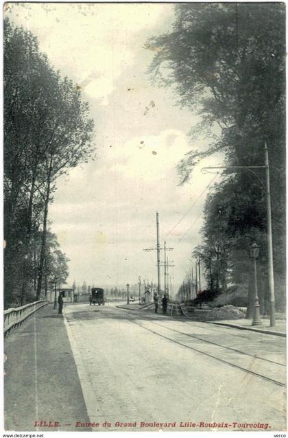 Carte Postale Ancienne de LILLE-Entrée du Grand Boulevard Lille -Roubaix-Tourcoing