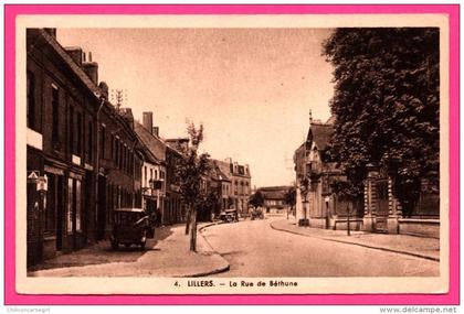 Lillers - La Rue de Béthune - Animée - Vieilles Voitures - FAUCHOIS