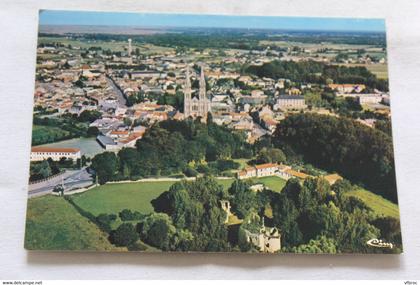 Cpm, Machecoul, vue générale aérienne, au premier plan le château, Loire atlantique 44