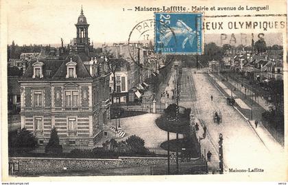 Carte postale ancienne de MAISONS -  LAFFITTE // Mairie & Avenue Longueil